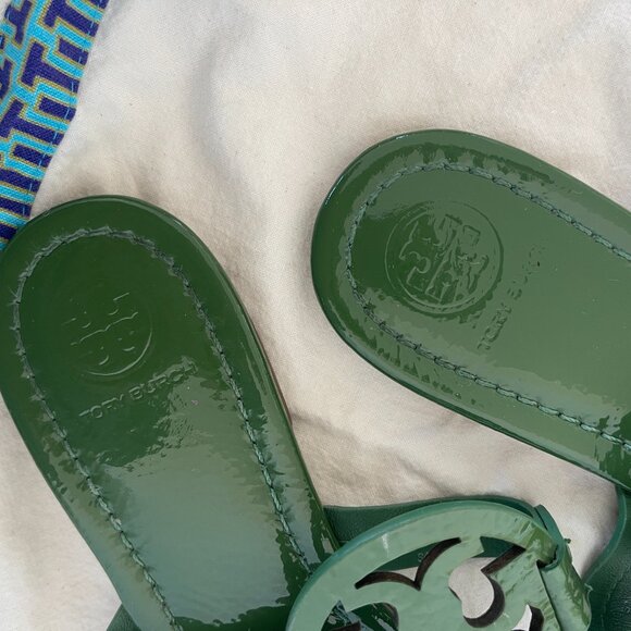 Tory Burch Miller Sandal in Green Size 8 w/ TB shoe bag - Picture 4 of 10